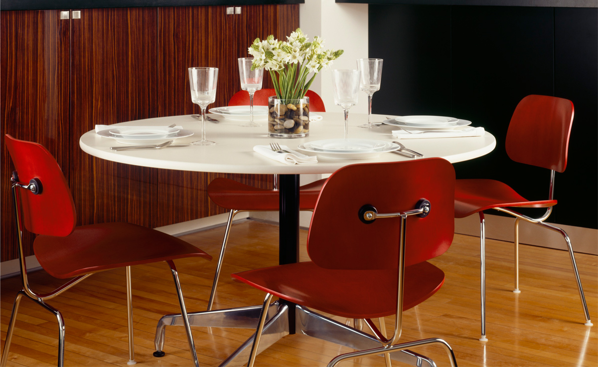 herman miller dining table and chairs