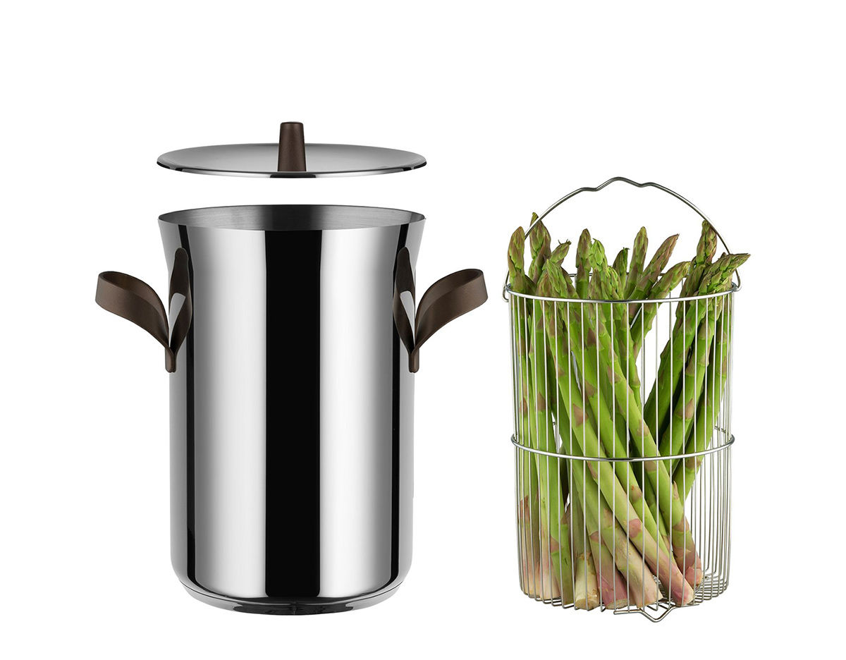 Stainless Steel Asparagus Pot with Basket Small Body Large