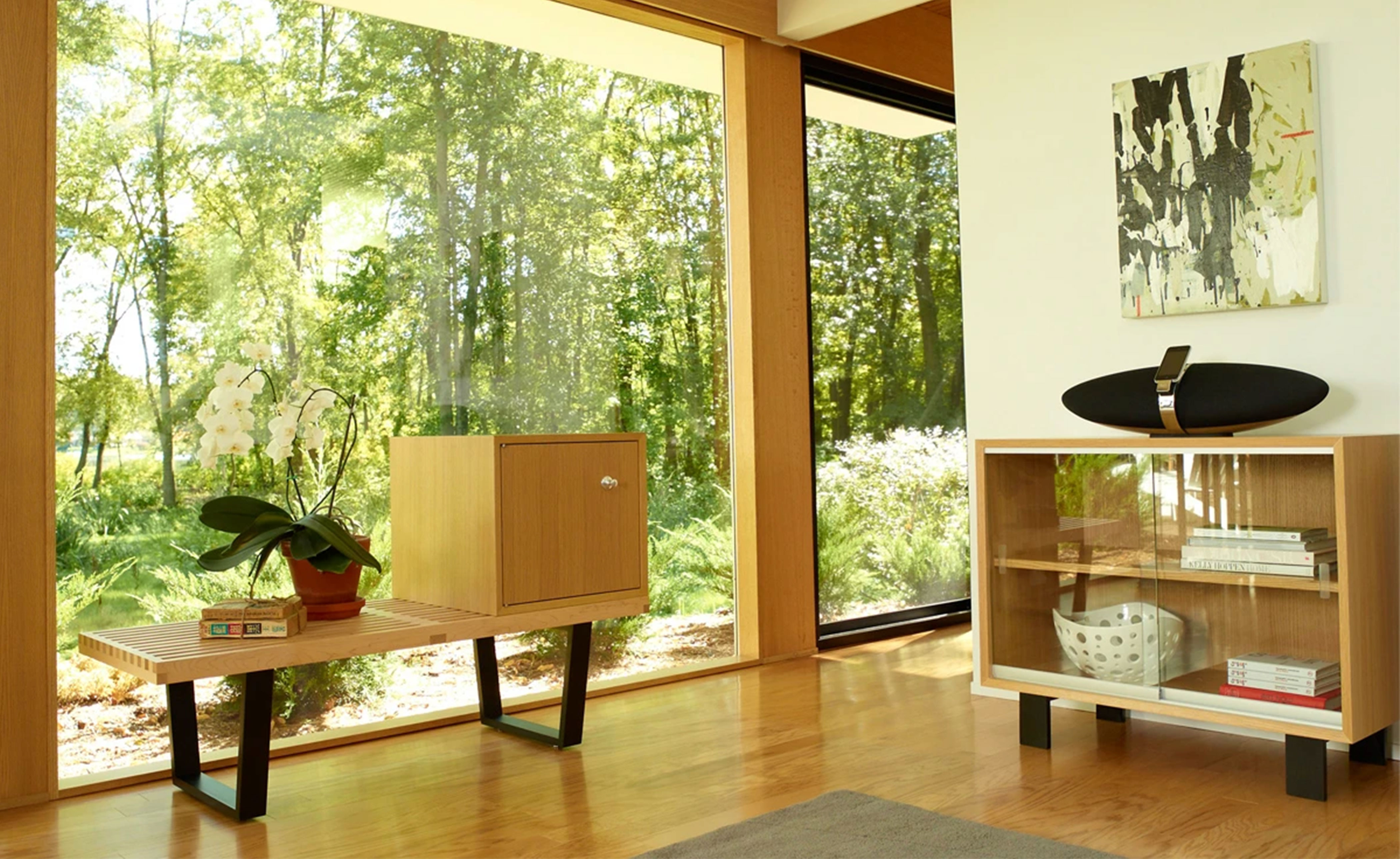 Nelson Platform Bench with wood base