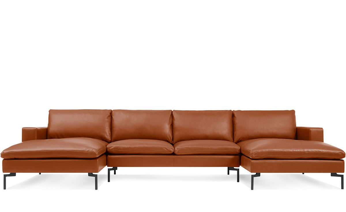 New Standard U Shaped Leather Sectional, Brown Leather Sectional Couch