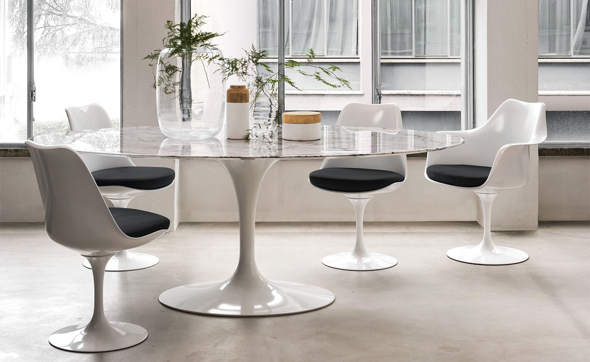 Saarinen dining table arabescato marble hivemodern.com Saarinen tulip table