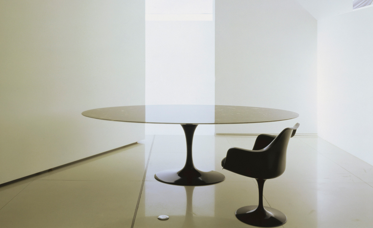 Saarinen dining table black granite hivemodern.com Saarinen tulip table