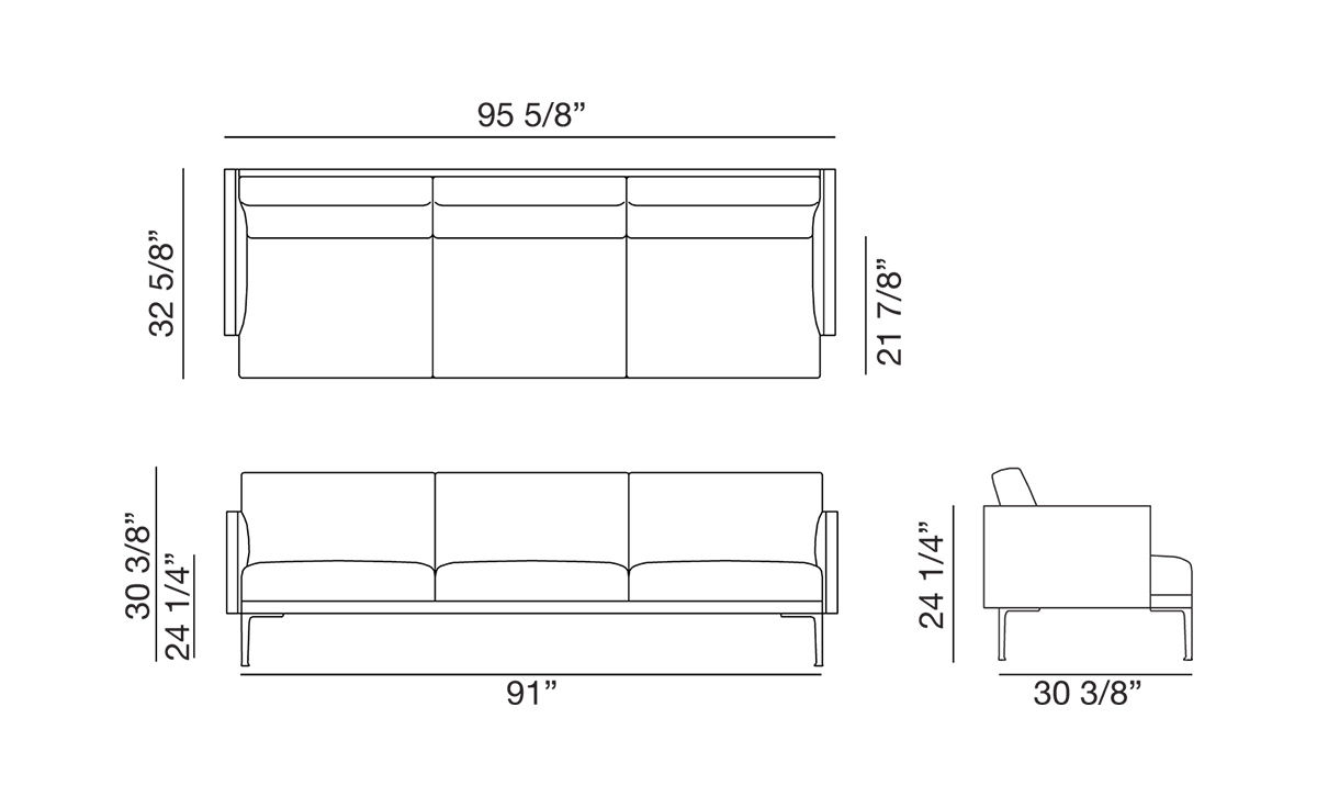 3 Seat Couch Dimensions