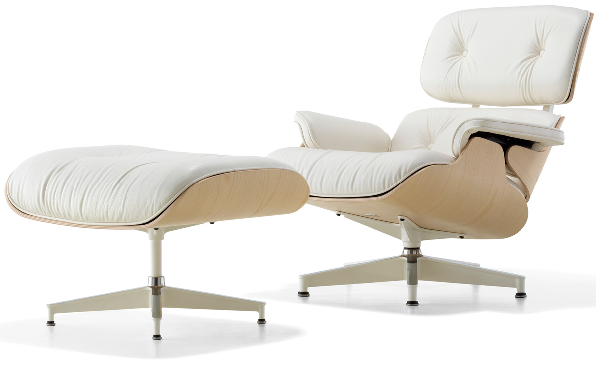 white ash eames® lounge chair  ottoman