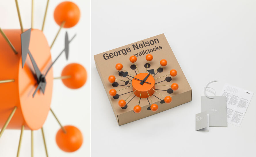 george nelson ball clock in orange | hive