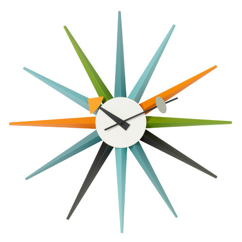 nelson multicolor sunburst clock by George Nelson for Vitra.