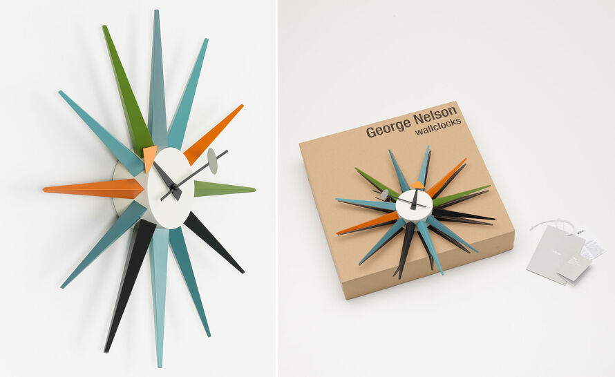 george nelson sunburst clock multicolor