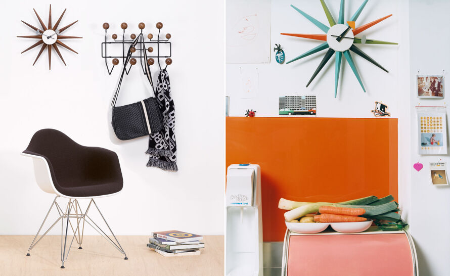 george nelson sunburst clock red | hive