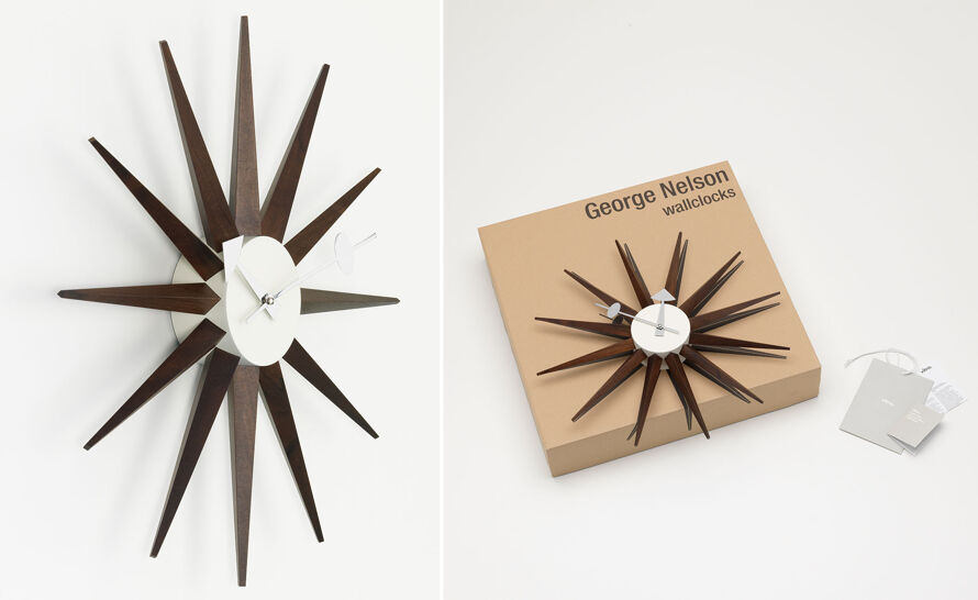 george nelson sunburst clock walnut | hive