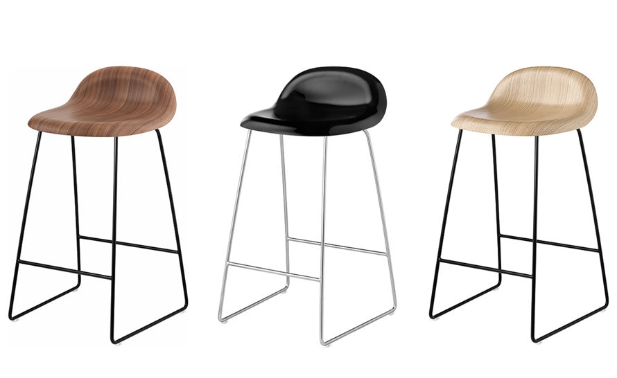 gubi 3d sled base wood stool