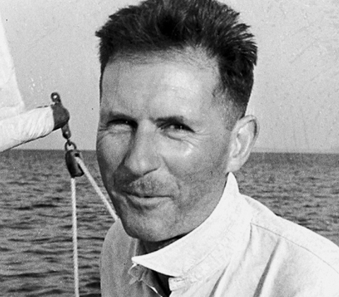 A portrait of Jean Prouve on a sailboat
