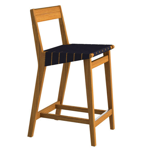 risom outdoor stool with wood back by Jens Risom for Knoll