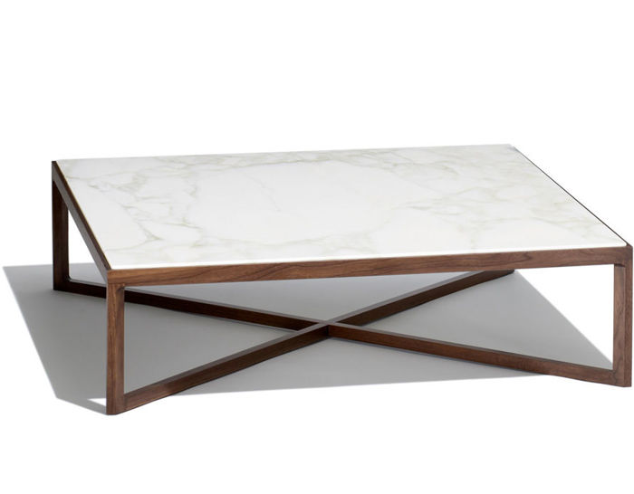 krusin square coffee table with walnut frame