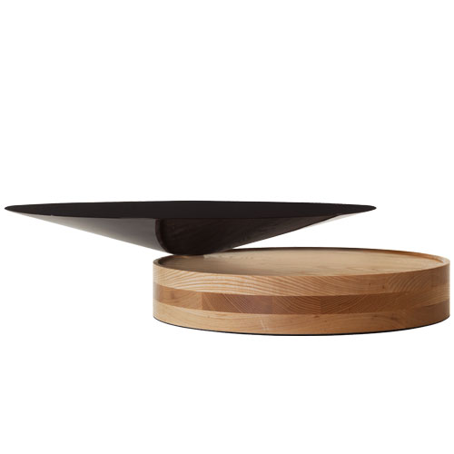laurel coffee table wood base by Luca Nichetto for De La Espada