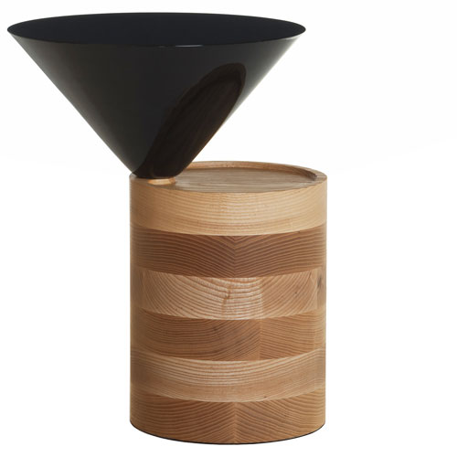 laurel side table wood base by Luca Nichetto for De La Espada