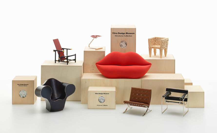 Miniature Charles & Ray Eames Aluminum Group Chair produced by