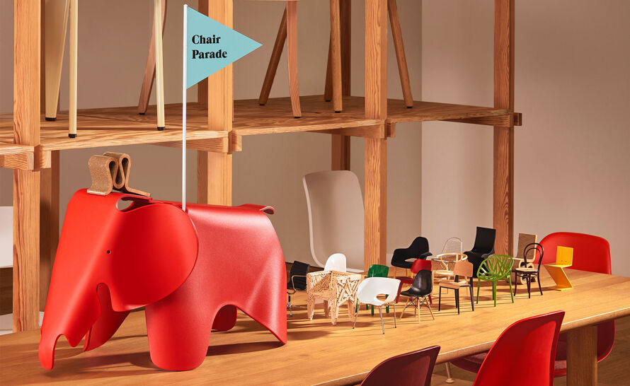 Miniature Frank Gehry Wiggle Side Chair produced by Vitra Design