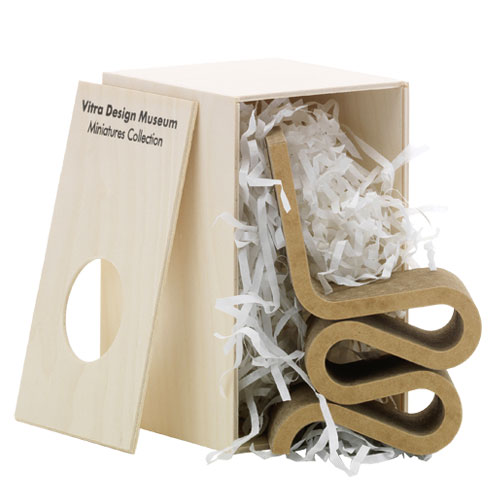 miniature gehry wiggle chair by Frank Gehry for Vitra.