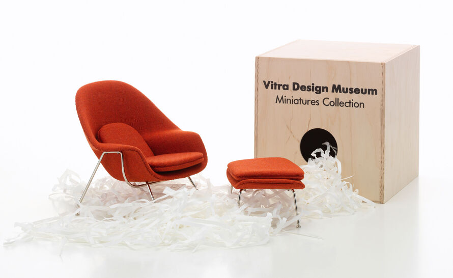 Miniature Eero Saarinen Womb Chair & Ottoman produced by the Vitra