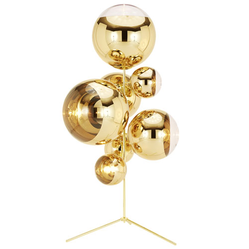 mirror ball gold stand chandelier by Tom Dixon for Tom Dixon