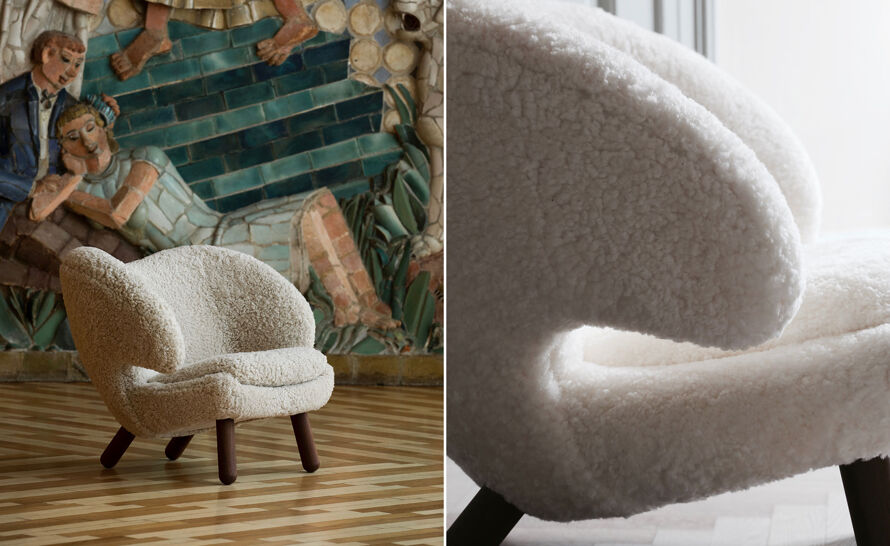 Pelican Chair with Sheepskin by Finn Juhl from House of Finn Juhl