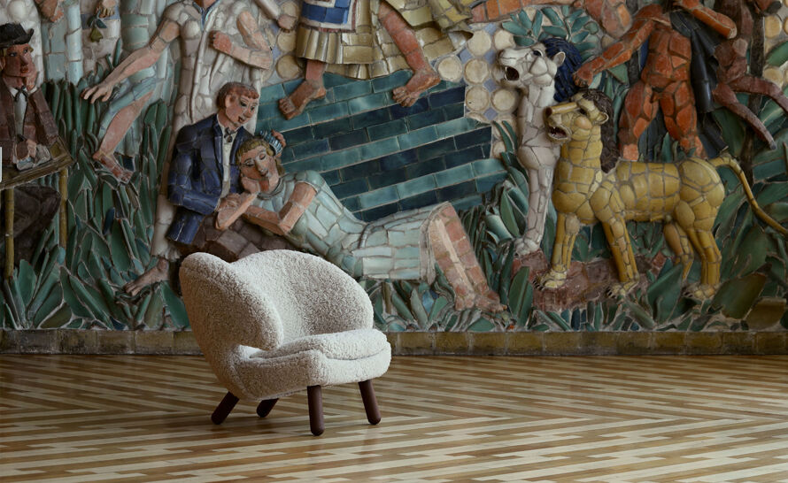 Pelican Chair with Sheepskin by Finn Juhl from House of Finn Juhl