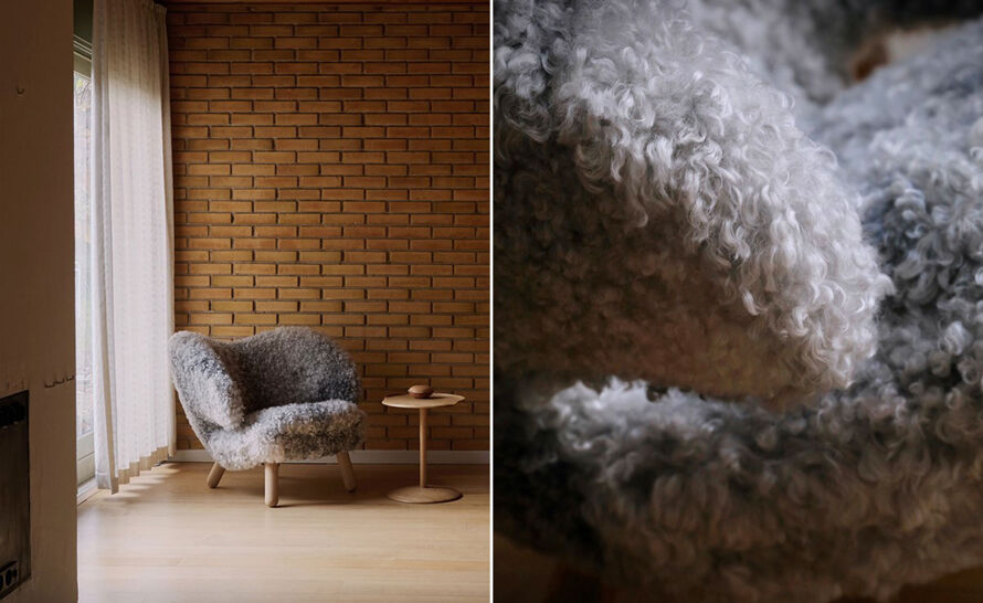 Pelican Chair with Sheepskin by Finn Juhl from House of Finn Juhl