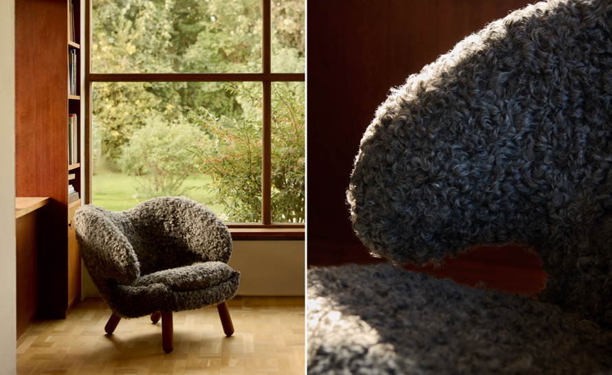 Pelican Chair with Sheepskin by Finn Juhl from House of Finn Juhl