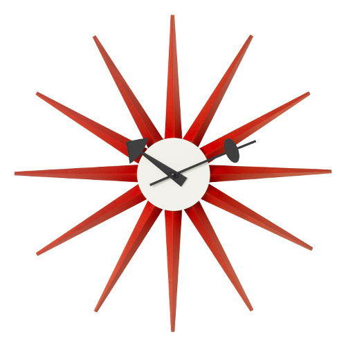 nelson red sunburst clock by George Nelson for Vitra.
