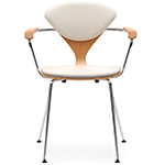 cherner metal leg arm chair with upholstered seat & back