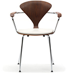 cherner metal leg arm chair with upholstered seat