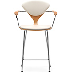 cherner metal leg stool with arms & upholstered seat & back