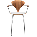 cherner metal leg stool with arms & upholstered seat