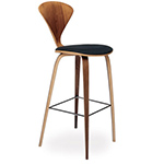 cherner wood leg stool with upholstered seat