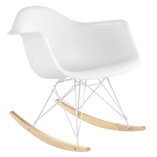 eames molded plastic armchair with rocker base