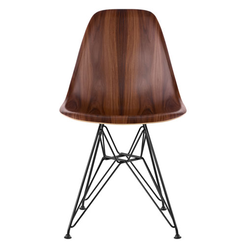 eames molded wood side chair with wire base