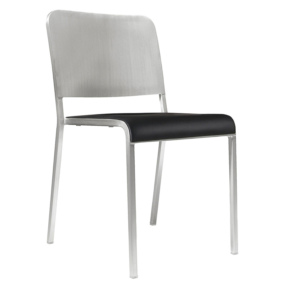 emeco 20-06 stacking chair with upholstered seat