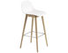 fiber stool with backrest and wood base - 1