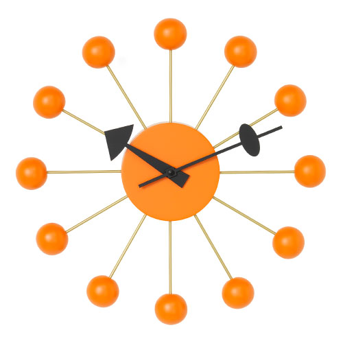 george nelson ball clock in orange