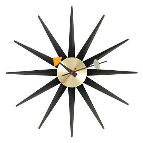 george nelson sunburst clock black/brass