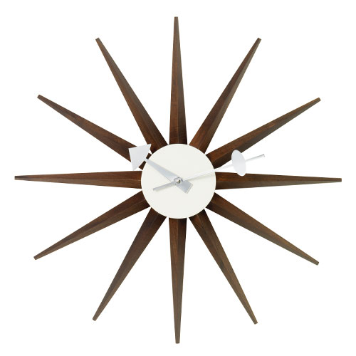 george nelson sunburst clock walnut