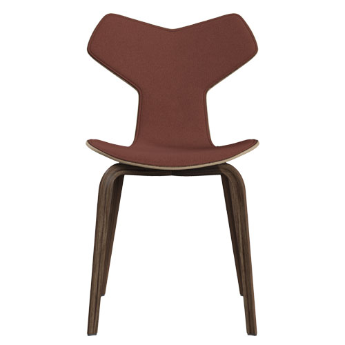grand prix chair with wood legs and upholstered front