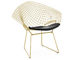 bertoia gold plated small diamond chair with seat cushion - 1