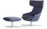 kalm swivel metal base lounge chair & ottoman - 3