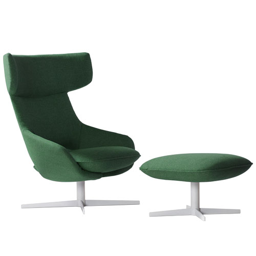 kalm swivel metal base lounge chair & ottoman