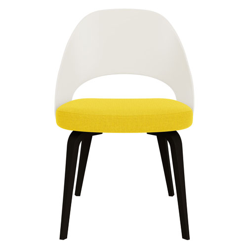 saarinen plastic back side chair with wood legs