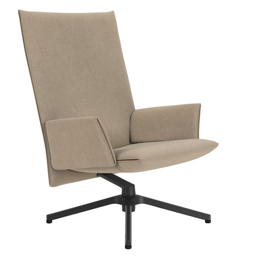 pilot high back lounge chair with upholstered arms
