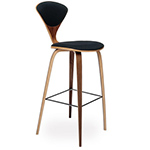 cherner wood leg stool with upholstered seat & back