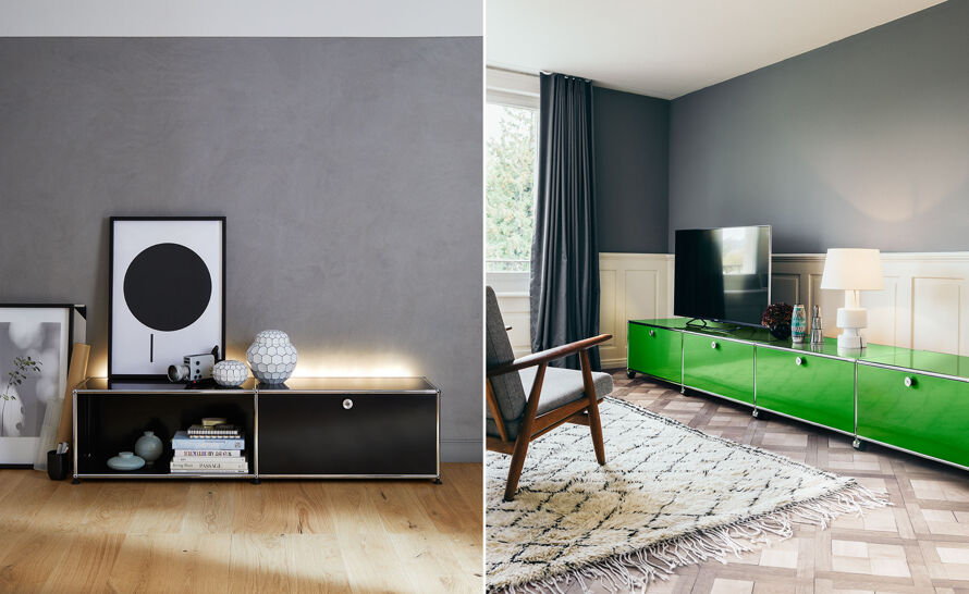 USM Modular Furniture Haller ／USM モジュラー ファニチャー／収納／家庭／USMハラー ユニット 1列2段 アントラサイト W520 D370 H720 USM Haller Shelving Q118 | Sarasota Contemporary Office Furniture