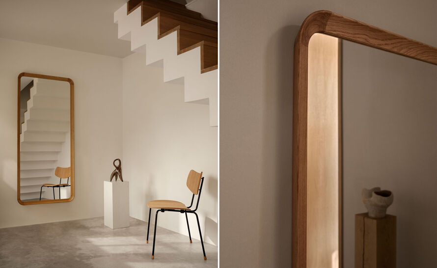 【新品未使用】WALL MIRROR RO-011〈OAK〉SAC WORKS WALL MIRROR[RO-011] | 北欧家具・オーダー家具なら【SAC WORKS】